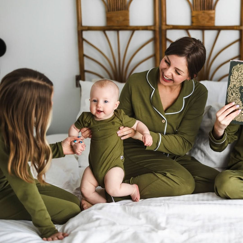 Ladies’ Bamboo Long Sleeve Button-Up Lounge Set | Olive