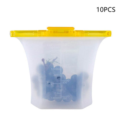10pcs Kitchen Refrigerator Silicone Food Storage Bag