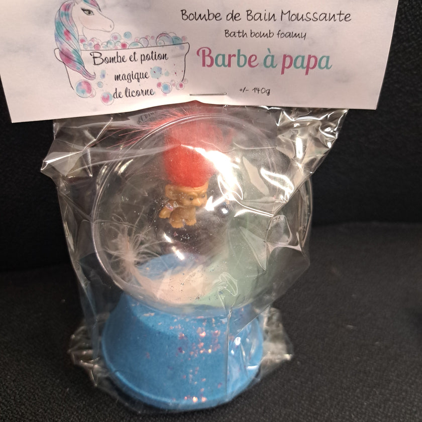 Bombe moussante globe Troll (Barbe à papa) Bombe et potion magique de licorne
