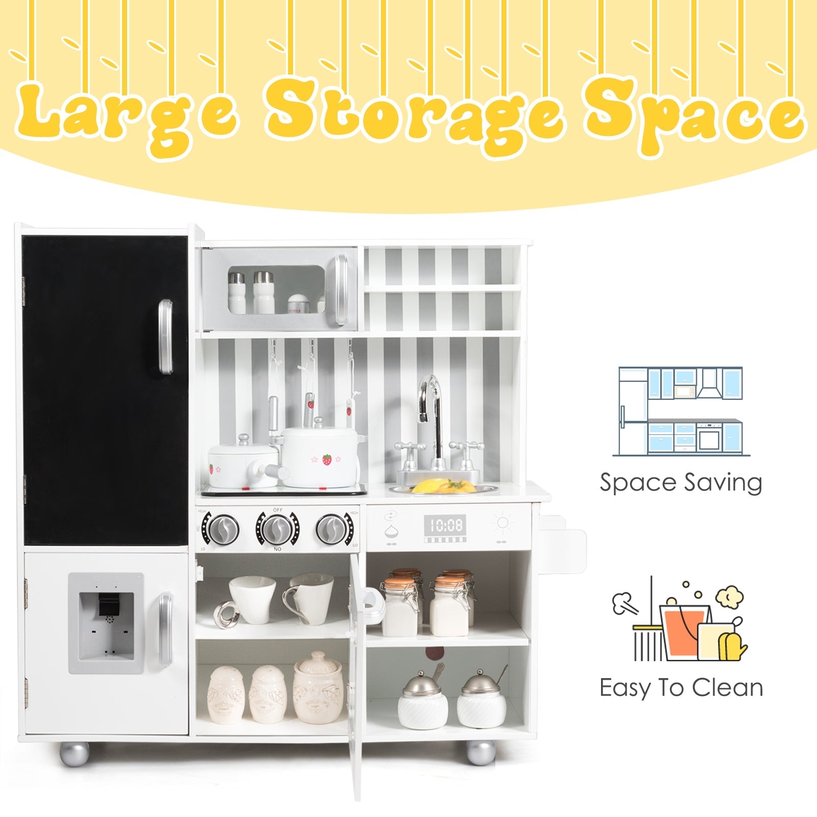 Wooden Pretend Play Kitchen Sets with Simulated Sound