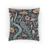 Mushroom and Fern Tapestry Pillow | Woven Decorative Throw Pillow