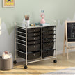 12 Storage Drawer Organizer Bins Rolling Cart-Black