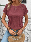 Women's Top Lace Patchwork Round Neck T-shirt