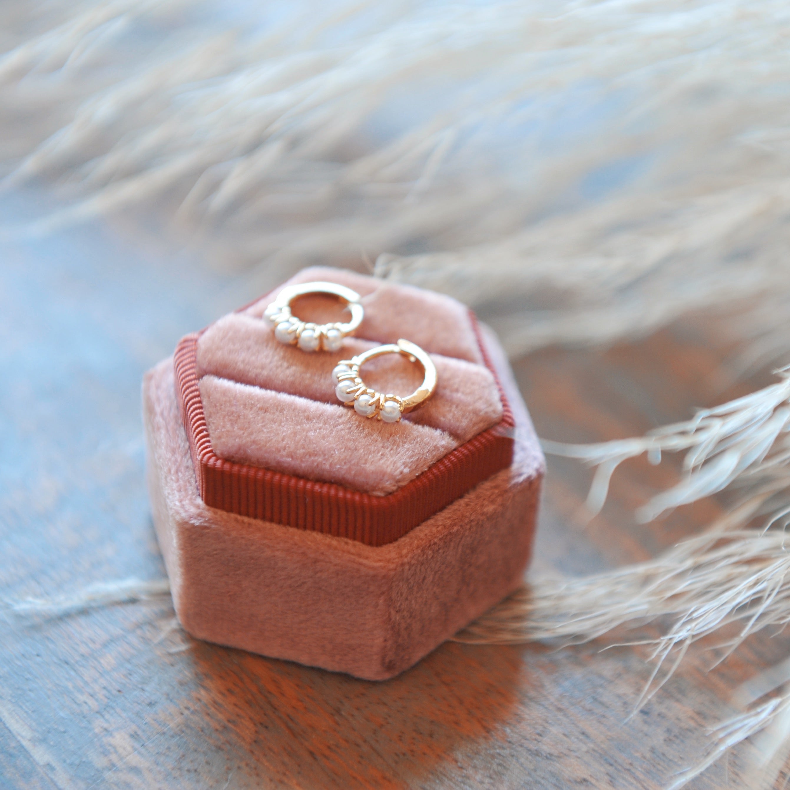 Pearl Huggie hoops