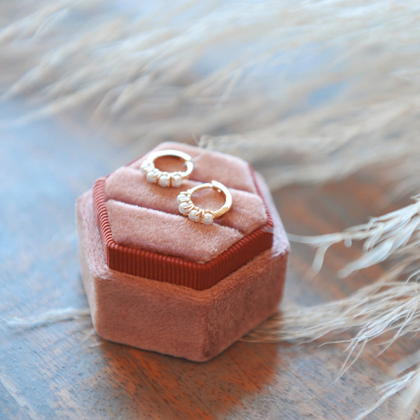 Pearl Huggie hoops