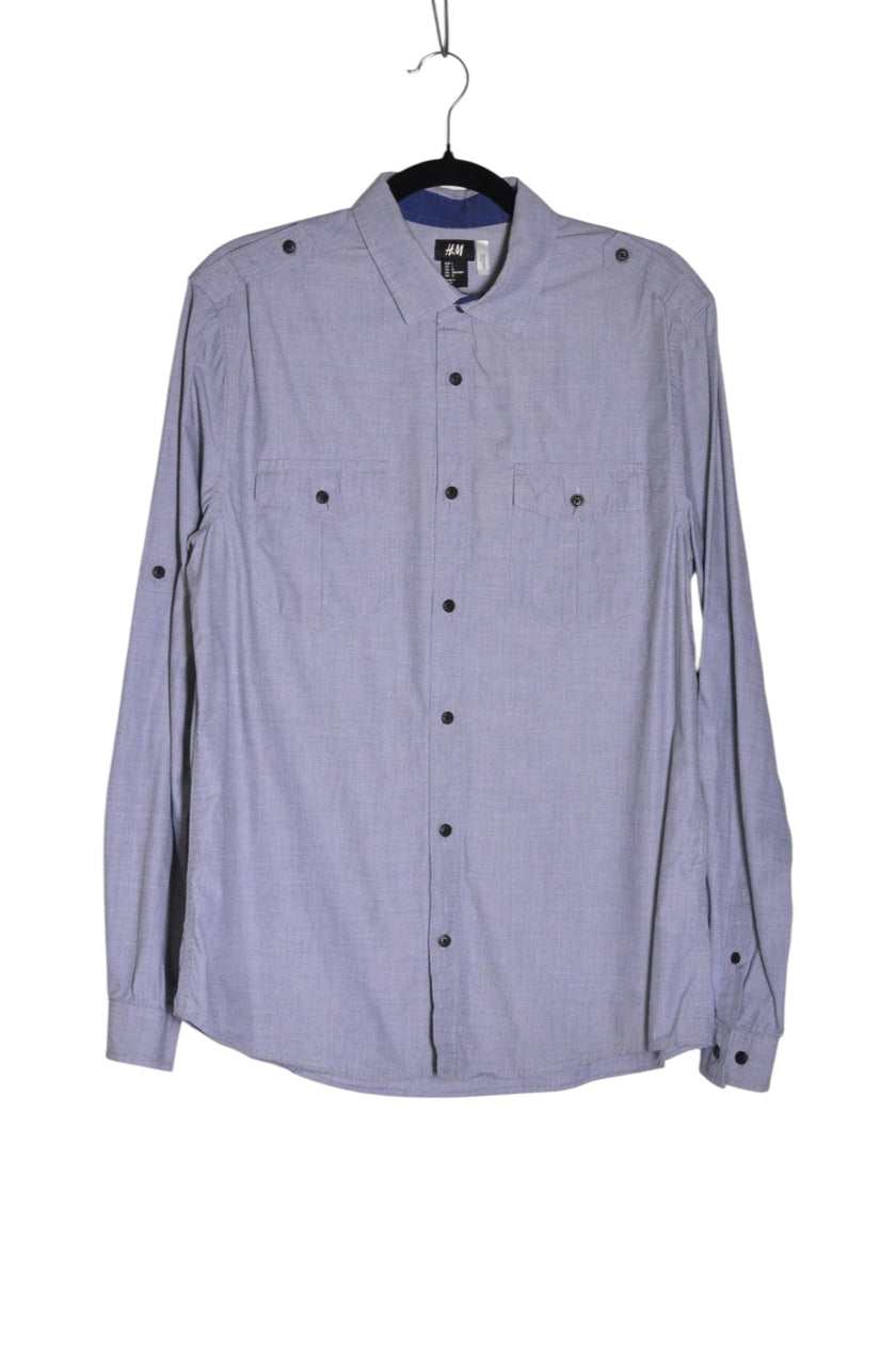 H&M Men Button Down Tops Regular fit in Blue - L