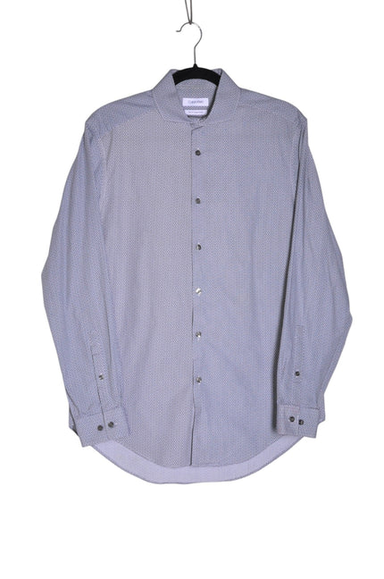 CALVIN KLEIN Men Button Down Tops Regular fit in Gray - L