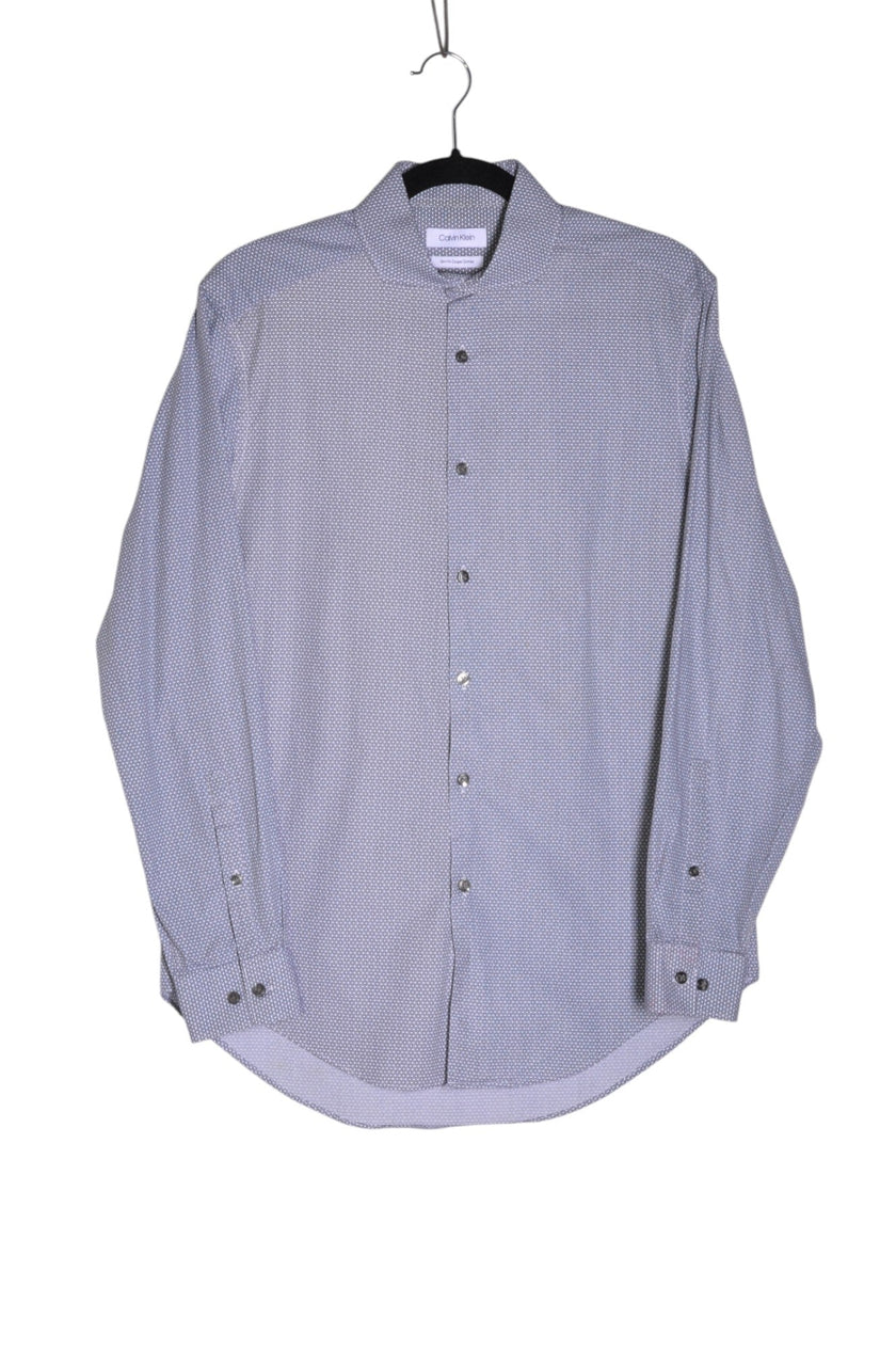 CALVIN KLEIN Men Button Down Tops Regular fit in Gray - L