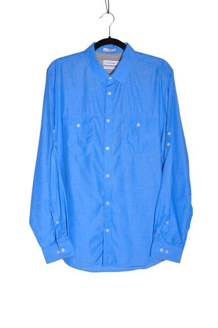 CALVIN KLEIN Men Button Down Tops Regular fit in Blue - L
