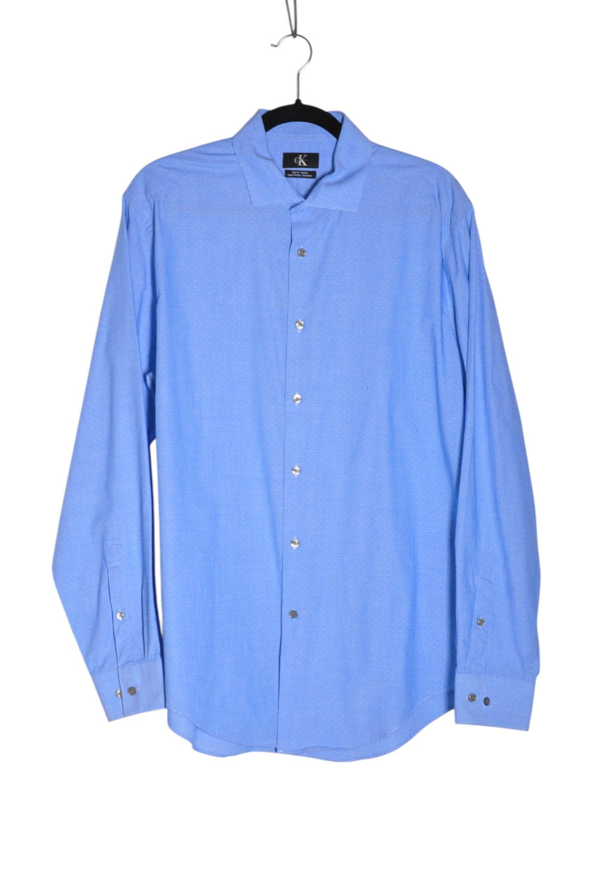 CALVIN KLEIN Men Button Down Tops Regular fit in Blue - L