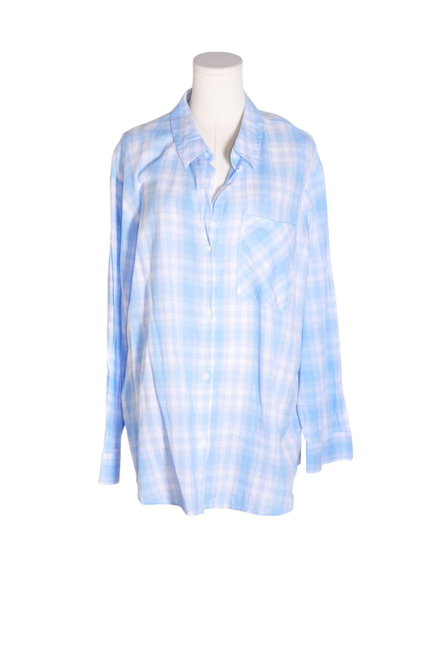 H&M Women Button Down Tops Regular fit in Blue - L