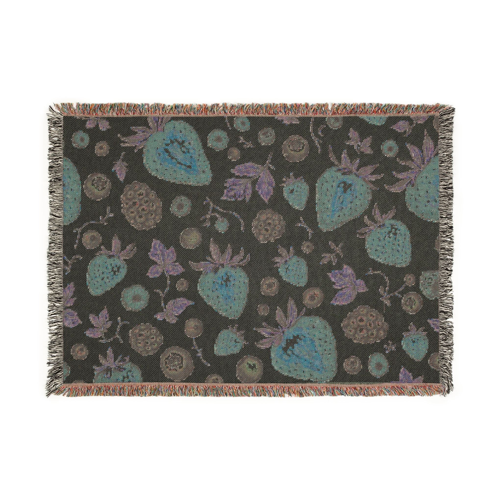 Strawberry Patch Woven Blanket — Fruit Pattern Throw for Kitchen, Picnic & Cozy Home Decor