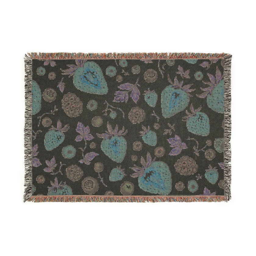Strawberry Patch Woven Blanket — Fruit Pattern Throw for Kitchen, Picnic & Cozy Home Decor
