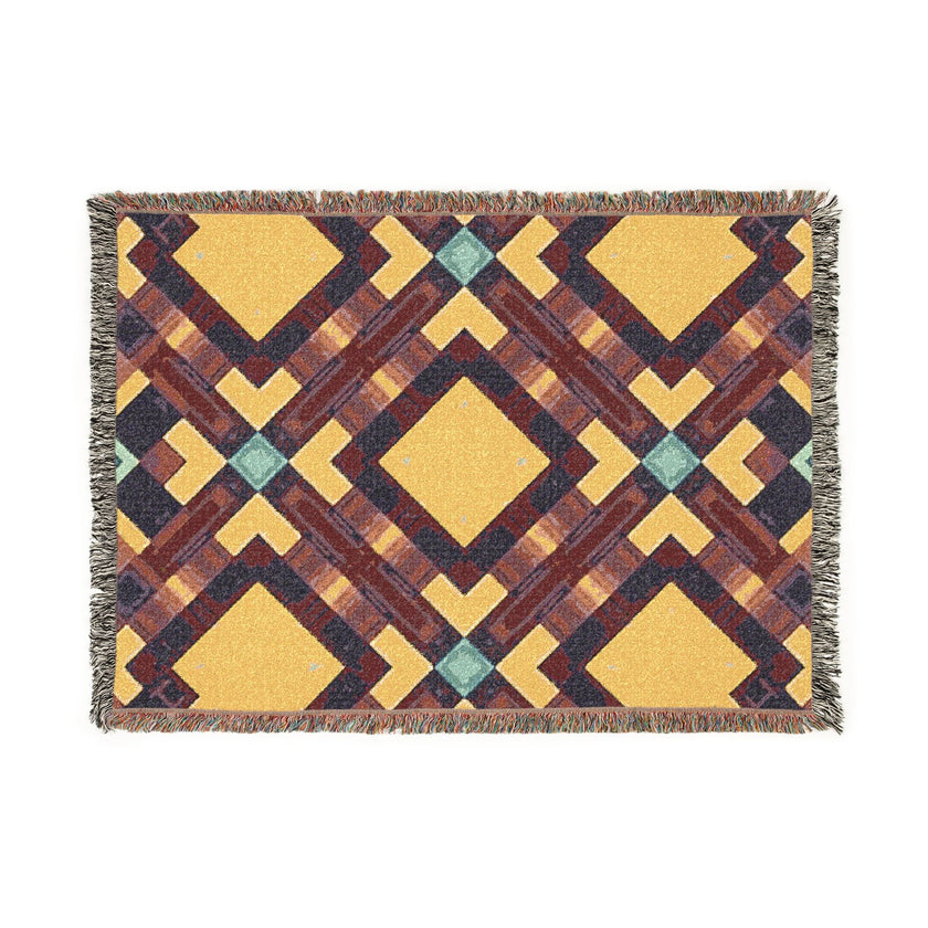 Southwest Diamond Woven Blanket — Geometric Boho Throw for Living Room & Camping