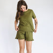 Ladies' Bamboo 2-Piece Short Sleeve Lounge Set | Terracotta Rib