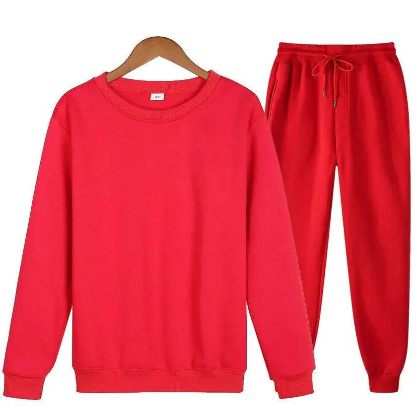 Autumn Winter  street fashion Plain Crew neck Sweatsuit for men