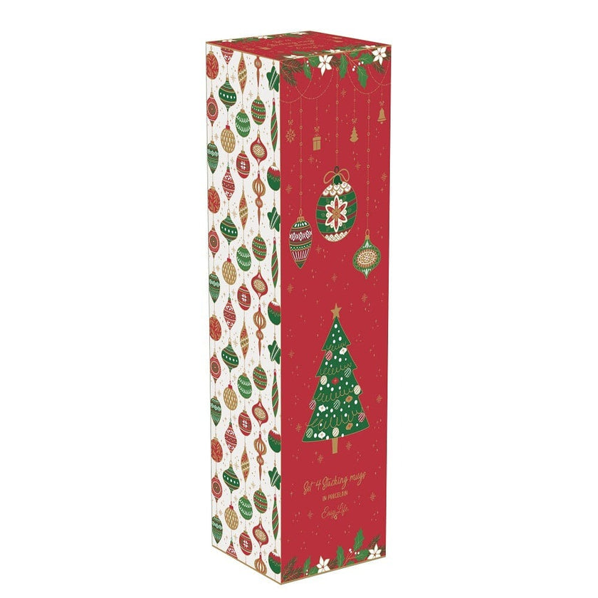 STUDIO-1811 - Jingle Bells 275ml (9.3oz) Stacking Mugs Set of 4
