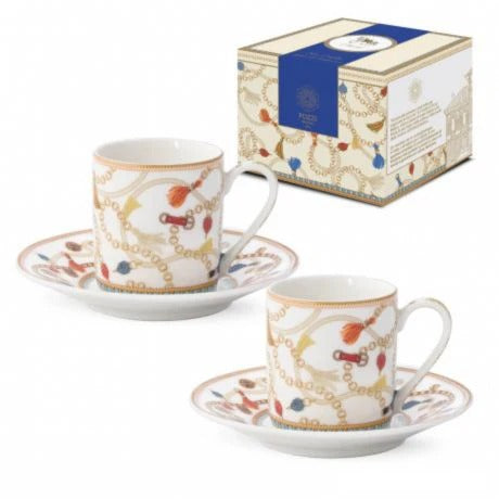STUDIO-1811 - POZZI Cheval, ensemble de 2 tasses et soucoupes de 80 ml (2,7 oz)