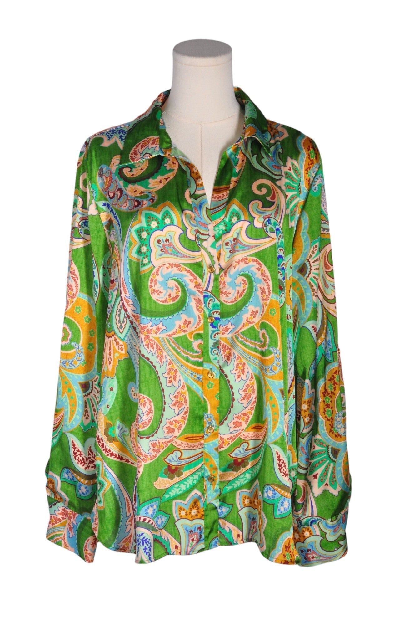 ZARA Women Button Down Tops Regular fit in Green - XXL