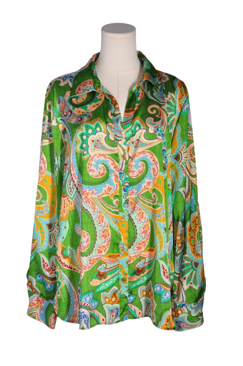 ZARA Women Button Down Tops Regular fit in Green - XXL
