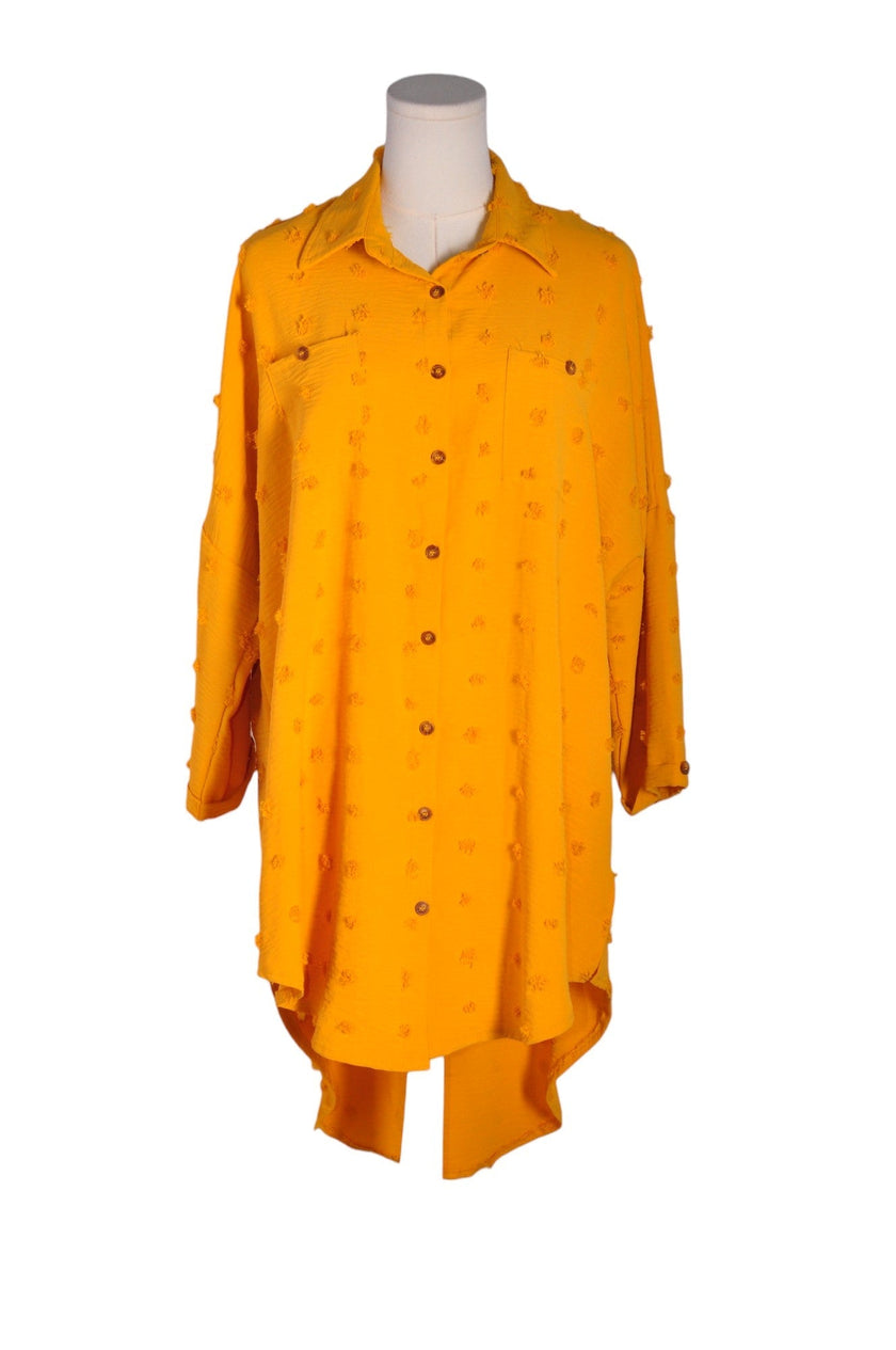 UNBRANDED Women Button Down Tops Regular fit in Orange - L