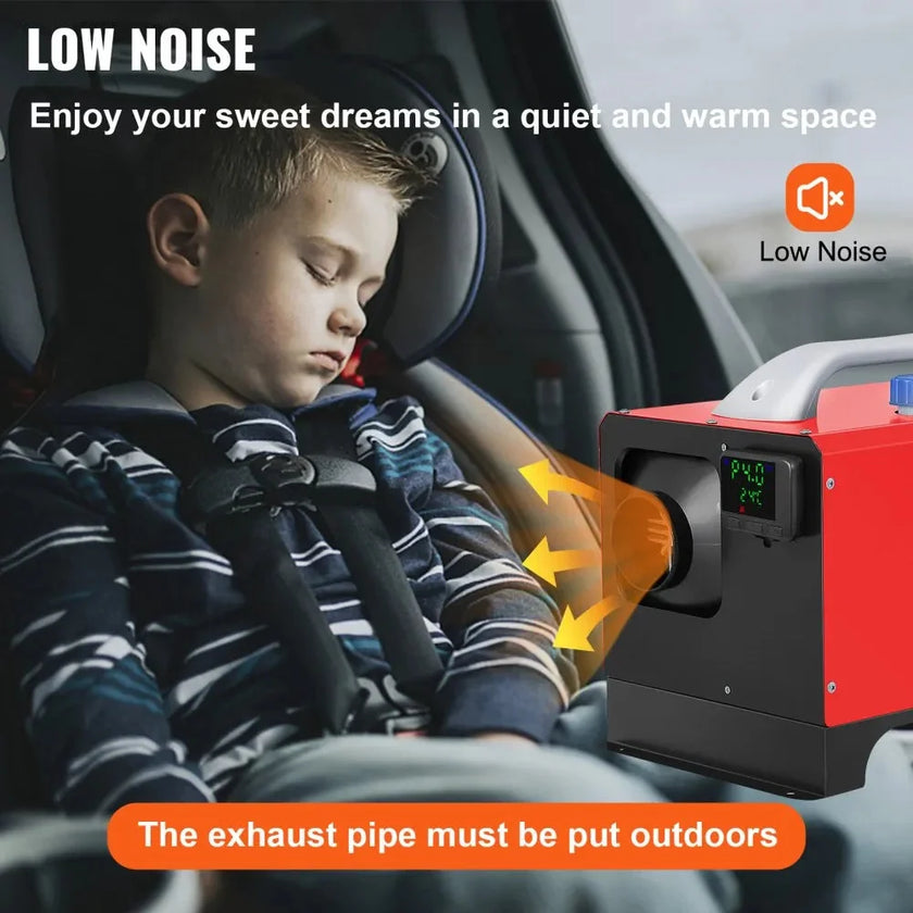 VEVOR Diesel Air Heater 8KW Parking Heater 12V Truck Heater, One Air Outlet, with Black LCD Switch, Remote Control, Fast Heating Compact Diesel Heater, For Car, RV Truck, Boat, Campervans, Caravans