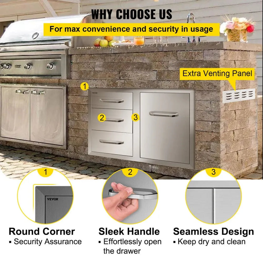 VEVOR Outdoor Kitchen Door Drawer Combo 29.5\