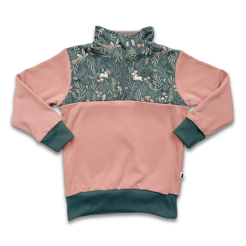 Kids' Bamboo Fleece Half-Zip | Ash With Night Sky