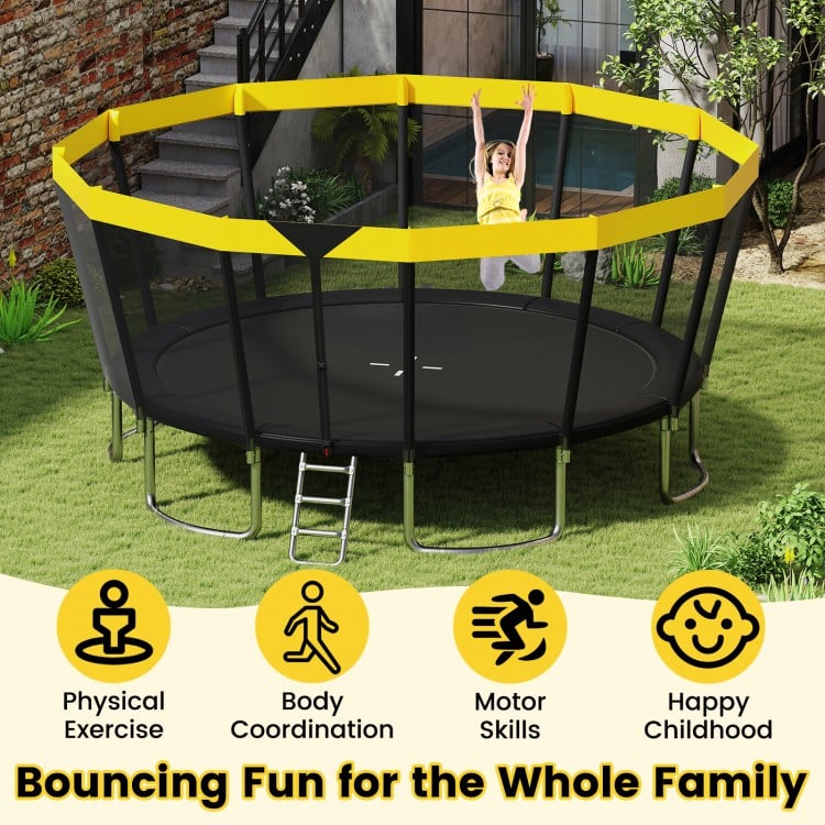16 FT Outdoor Trampoline ASTM Compliant Recreational Trampoline with Non-Slip Ladder