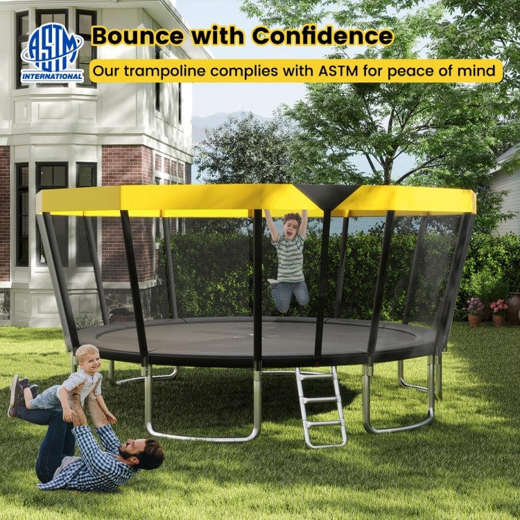 16 FT Outdoor Trampoline ASTM Compliant Recreational Trampoline with Non-Slip Ladder