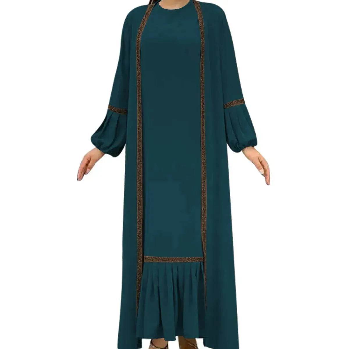 Elegant Two piece for ArabWomen Abaya Underwear dress and Kimono Abaya Open front Abaya for  Middle Easter Arab Dubai Women