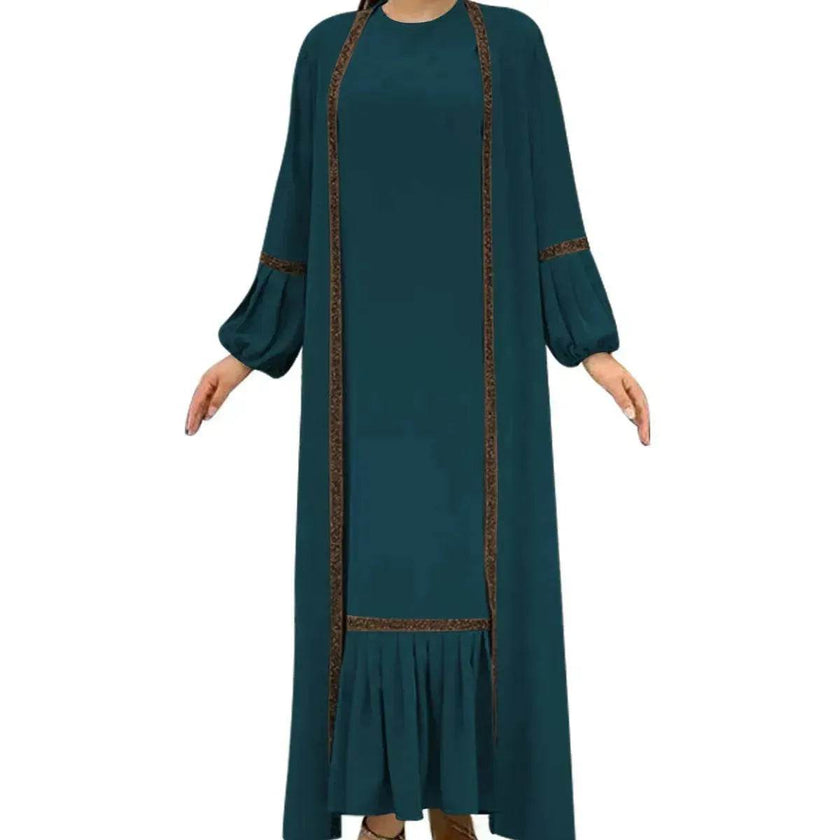 Elegant Two piece for ArabWomen Abaya Underwear dress and Kimono Abaya Open front Abaya for  Middle Easter Arab Dubai Women