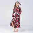 Christmas Sleepwear Women Fleece Hooded Bathrobe Plush Long Robe Winter