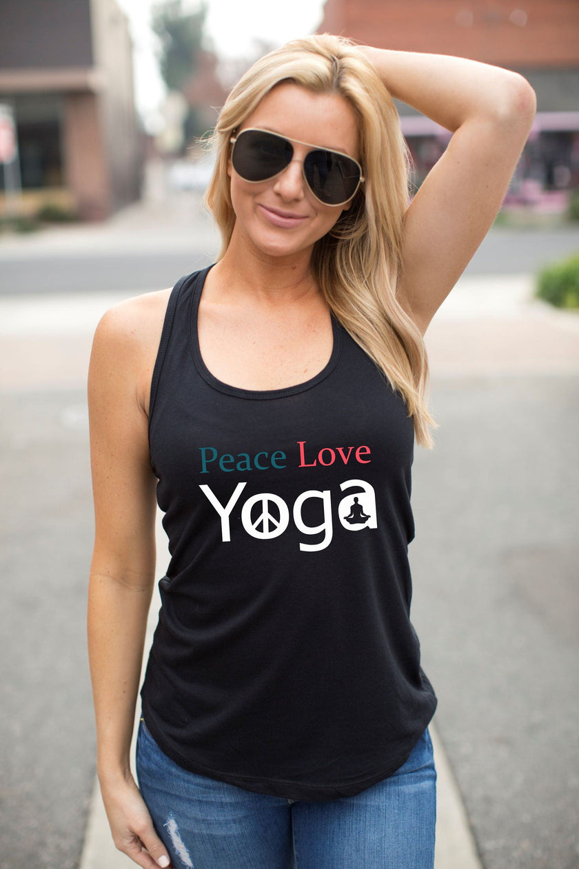 Peace Love Yoga Racerback Tank Top