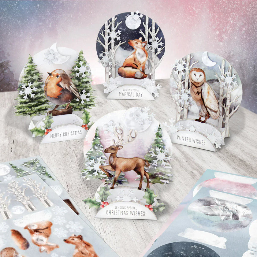 Watercolour Christmas Animals, Die-Cut Pop Up Cards