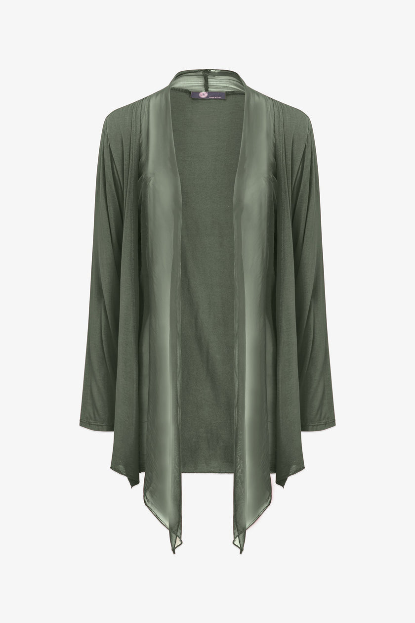 Women's Knit/Woven Combo Cardigan