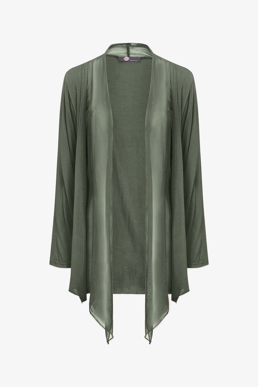 Women's Knit/Woven Combo Cardigan