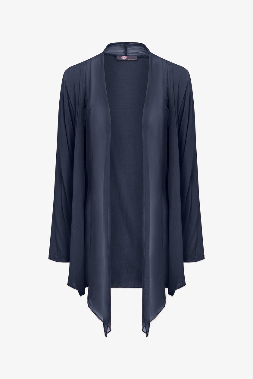 Women's Knit/Woven Combo Cardigan