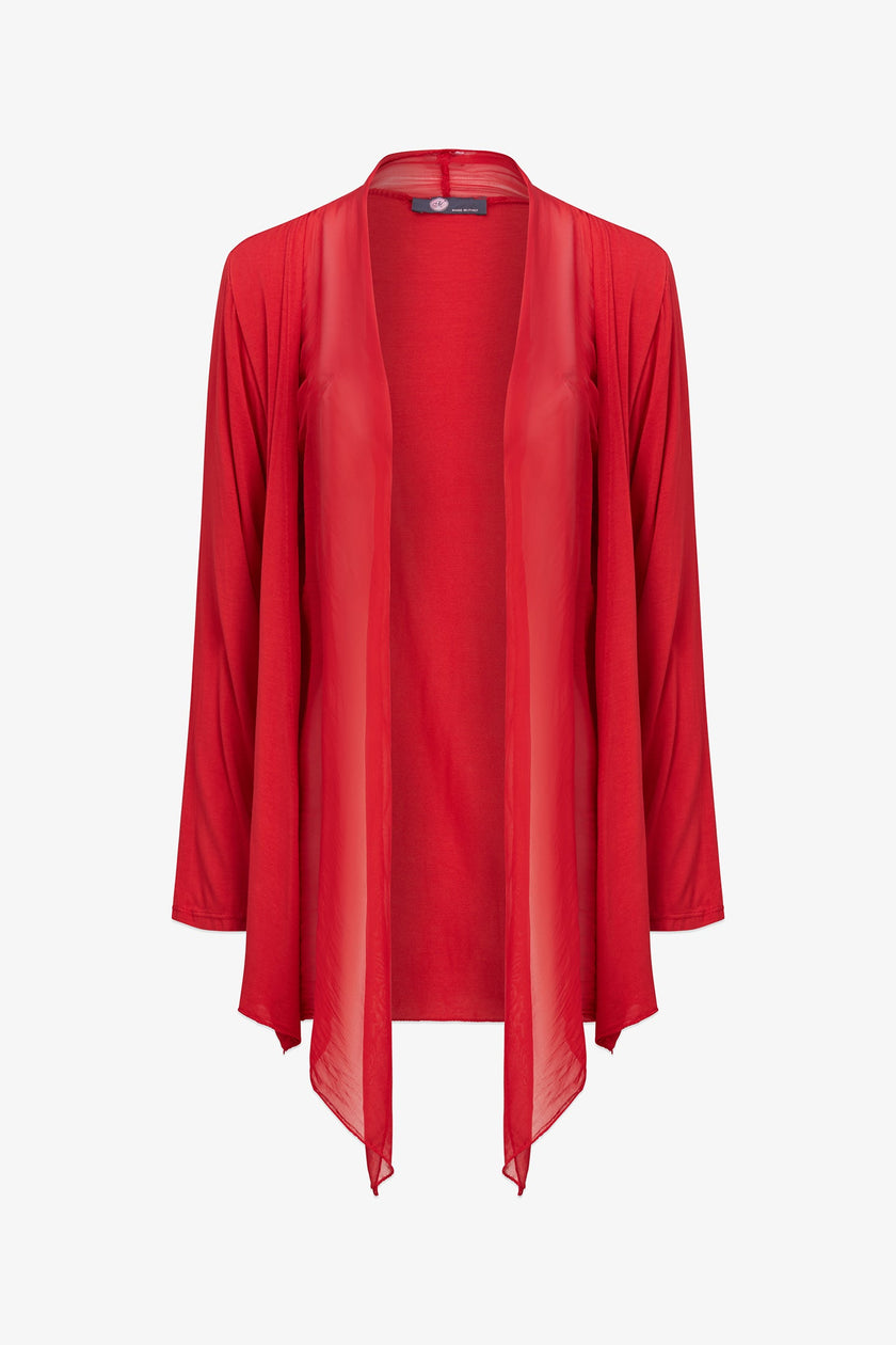Women's Knit/Woven Combo Cardigan