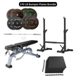 Bench Press Stack with Squat Rack, Weight Plates and Barbell Bar