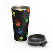 Travel Mug — Colorful Handprint Pattern Stainless Steel Tumbler