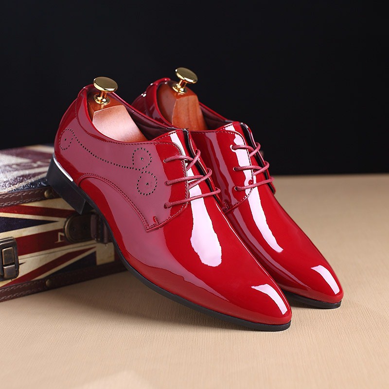 Men's Slip-On Business Casual Leather Dress Shoes – Black, Blue & Red | Canada & USA