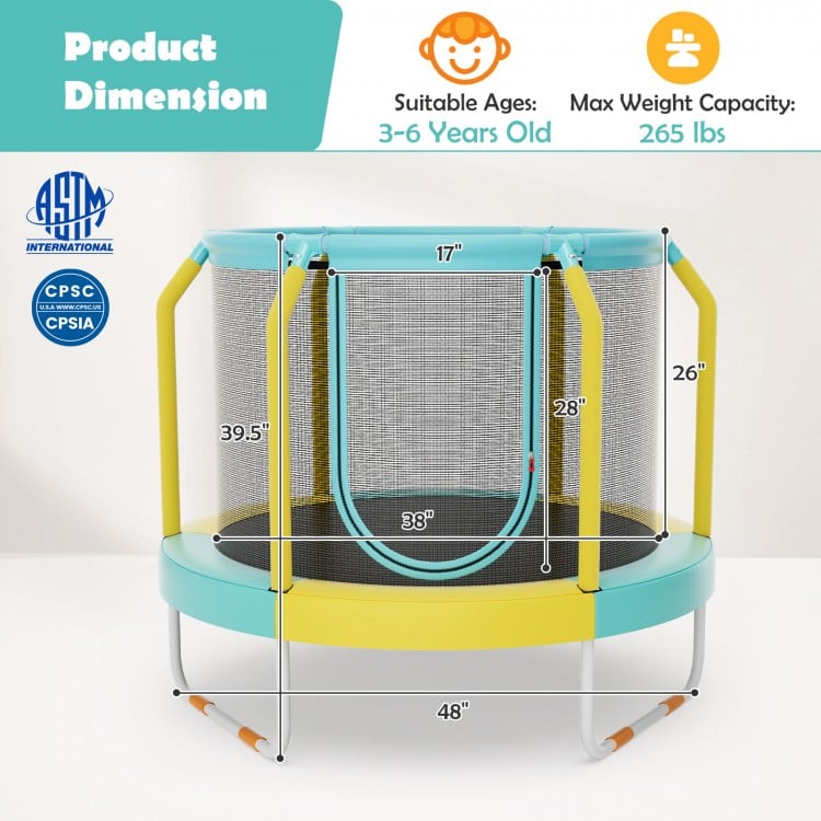 Mini Trampoline with Enclosure and Heavy-duty Metal Frame