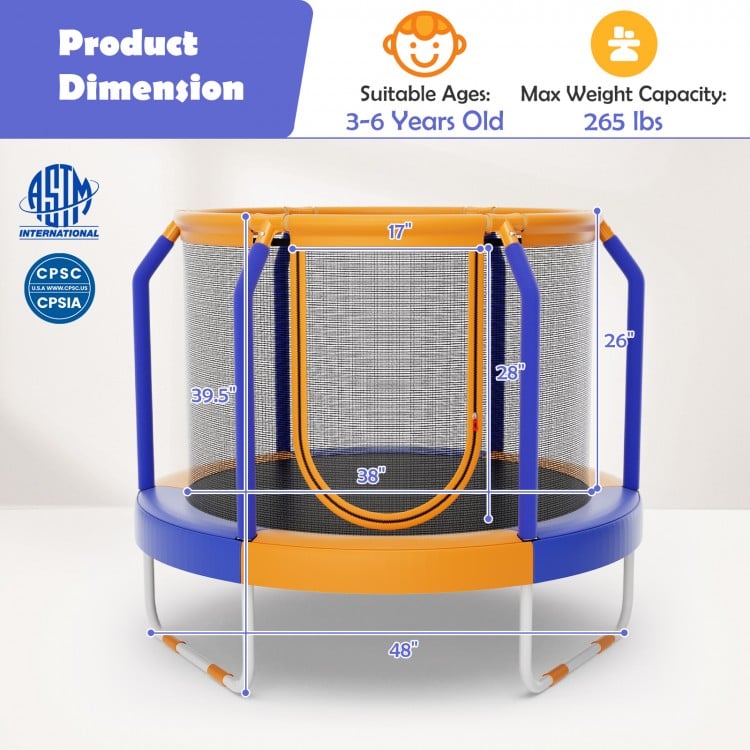 Mini Trampoline with Enclosure and Heavy-duty Metal Frame