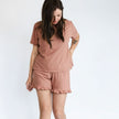 Ladies' Bamboo 2-Piece Short Sleeve Lounge Set | Olive Rib