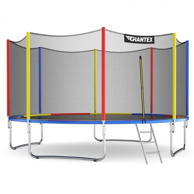 14 Feet Trampoline with Safety Enclosure Net and Ladder Outdoor for Kids Adults