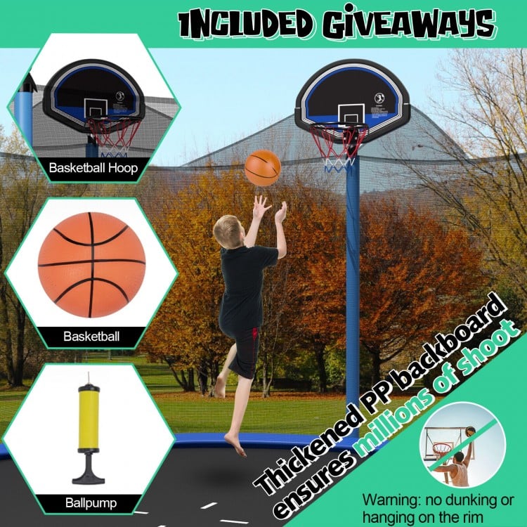 12/14/15/16 Feet Outdoor Recreational Trampoline with Ladder and Enclosure Net