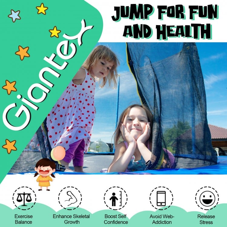 12/14/15/16 Feet Outdoor Recreational Trampoline with Ladder and Enclosure Net