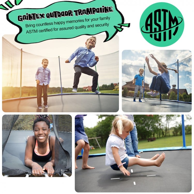 12/14/15/16 Feet Outdoor Recreational Trampoline with Ladder and Enclosure Net