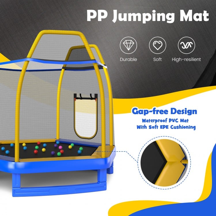 7 Feet Trampoline with Ladder and Slide for Indoor and Outdoor